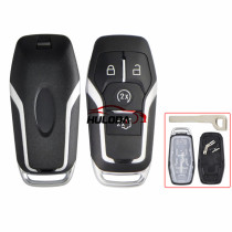 For Ford 4 button remote key shell with Hu101 key blade For Ford Mustang Edge Explorer Fusion Mondeo Kuka  with logo