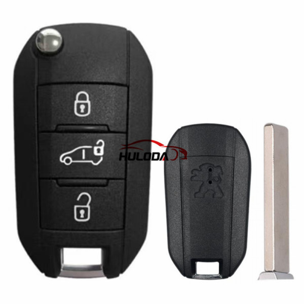 For peugeot  508 3 button flip remote key blank with VA2 307 and HU83 407 blade blade