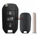 For peugeot  508 3 button flip remote key blank with VA2 307 and HU83 407 blade blade