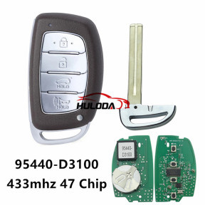 For Hyundai D3100(TL) 4 button keyless Smart  remote key with 433mhz ID47 chip P/N:95440-D3100