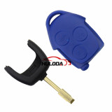 For Ford Transit 3 button remote key blank blue with black key head with logo