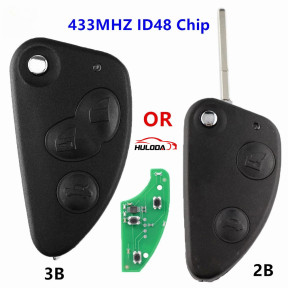  Replacement Remote Car Key Combo Flip Fob 2/3Button With Uncut SIP22 Blade 433MHZ ID48 Chip for Alfa Romeo 147 156 166 GT
