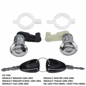 OE:7701468981 7701468982 For Renault Left+Right Door Lock Set with 2 Keys ,for Renault Megane Scenic Clio Master