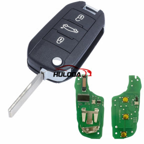 For Peugeot 3 Button Flip Key with 434MHz HITAG AES / 4A Chip HU83 Blade For Peugeot Partner 508 308 4008 Expert