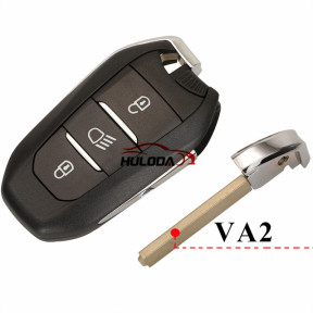 For Peugeot 308 408 508 3 button remote key blank with VA2 blade light button