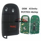 Original For Dodge 2+1 button remote key with  PCF7953 46chip 433mhz