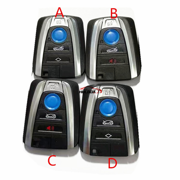 For BMW 4 button smart card remote key shell with  Emergency Key Blade