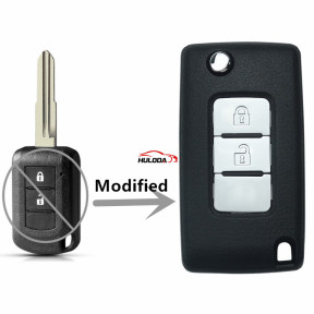For Mitsubishi 2 button Modified folding key shell for NEW Outlander Lancer Eclipse Galant Mirage Key Shell with logo
