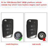 For VW MQB remote Modified Golf MK8 Car Remote Key Shell  for VW Golf Mk7 Jetta Tiguan Polo for Skoda seat