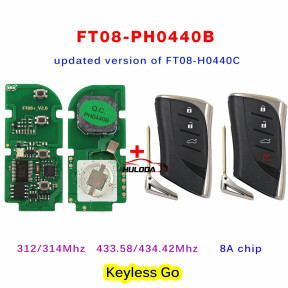 Lonsdor Smart Key FT08 PH0440B Update Version of FT08-H0440C 312/314Mhz/433.58/434.42 Switchable 8A Chip For Lexus ES300h ES350