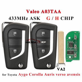  VA2 Flip Remote Car Key Fob 433MHz H-8A for Toyota Aygo Corolla Auris /G Chip fit Verso Avensis S000048000 A03TAA