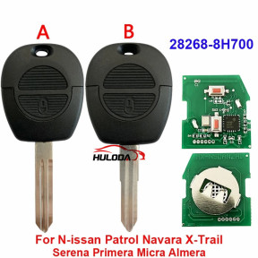Replacement Car Key For N-issan Patrol Navara X-Trail Serena Primera Micra Almera Spare Key Remote 28268-8H700 433MHz