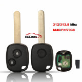 312/313.8 Mhz ID46/PCF7938 Chip Remote Car Key Shell For Honda Odyssey 1/2 Buttons Remote Car Key Remote Control