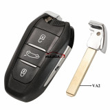 For Peugeot new style 3 button remote key blank with VA2 blade Light button