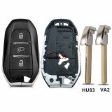 For Citroen new style 3 button remote key blank with VA2 blade Light button