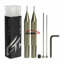 GTL Pin removing punch tool set   1.4MM pin remover*1 1.8MM pin remover*1 EXTRA 1.40MM INSERT*1 EXTRA 1.80MM INSERT*1 EXTRA SCREW*1 ALLEN WRENCH*1