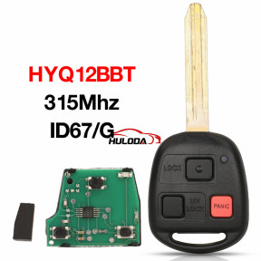 Suitable for Toyota 3-key remote control car key HYQ12BBT 315MHZ ID67/G chip