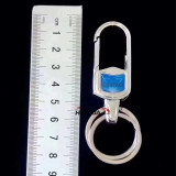 Men's maintainless steel simple keychain pendant, car keychain pendant, double circle keychain