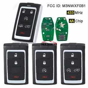 433MHz 4A FCC ID: M3NWXF0B1 / M3NWXFOB1 Keyless Go Smart Remote Key Fob for Jeep Wagoneer Grand Cherokee 2021 2022