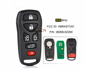FCC ID: KBRASTU51 Replacement Keyless Entry 5+1 6 Button Remote Key Fob for Nissan Quest 2004 2005 2006 2007 2008 2009