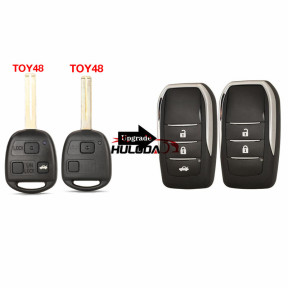 Modified Flip 2/3 Btutons Remote Car Key Shell Fob Blank with Toy48 Blade For Toyota yaris