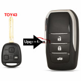 Modified Flip 2/3 Btutons Remote Car Key Shell Fob Blank with Toy43 Blade For Toyota yaris