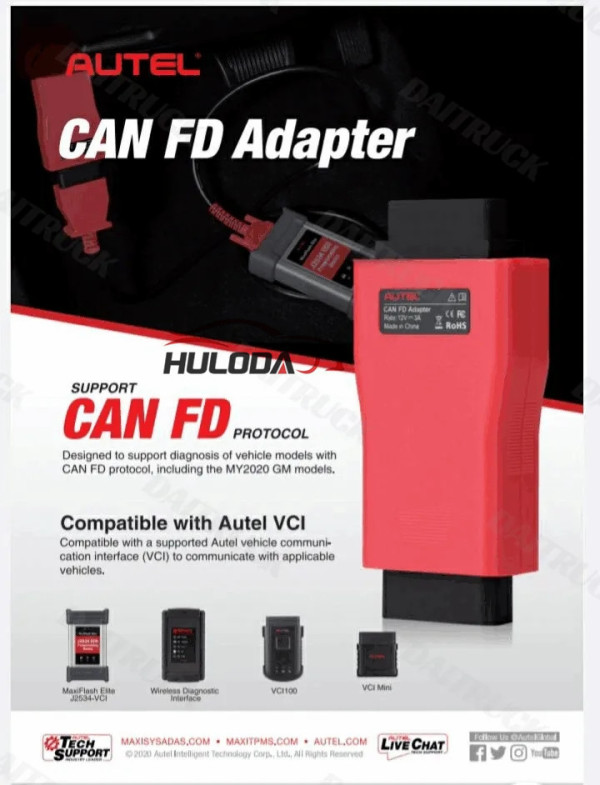 Autel CAN FD Adapter Support CAN FD Protocol Compatible with Autel VCI, Maxisys Series 2020 G-M, Maxisys Elite J2534, 906; 908