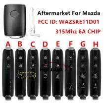 Aftermarket For Mazda CX-5 CX-9 2019-2022 FSK 315Mhz Intelligent Remote control key 6A chip FCC ID: WAZSKE11D01 SKE11D-01