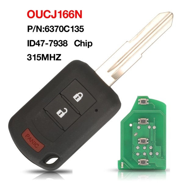 3BTN OUCJ166N ID47 PCF7938 Chip 315MHz 6370C135 Remote Control Smart Car Key For Mitsubishi Eclipse Cross 2018-2020
