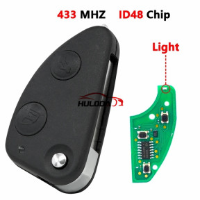 2 Button Flip Car Key 433MHZ ID48 Chip For Alfa Romeo Remote with SIP22 Blade  FCCID： 147 156 166 GT