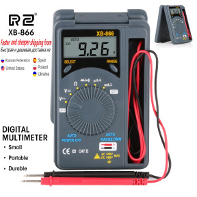 LCD Digital Multimeter Auto Range AC/DC Pocket Ammeter Voltmeter Tester Tool Meter Multimetro 1.5V XB866