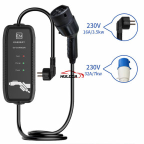 European standard cross-border portable on-board charging pile, household AC new energy vehicle charger, 7KW charging gun