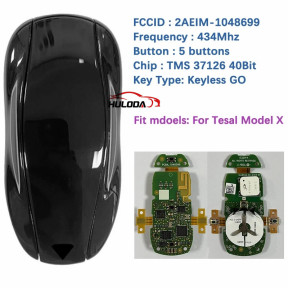 Complete Original Car Key For Tesla Model X 2016-2021 434MHz Tiris TMS 37126 40Bit 2AEIM-1048699 Diagcode Programmable