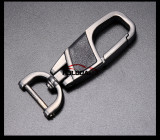 Metal car key chain gun color silver color  brown color  leather hook buckle screw rod hanging buckle with screwdrive