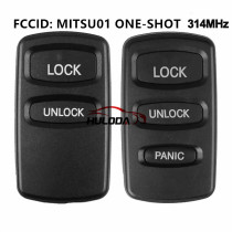 For Mitsubishi 3 button remote key with 314mhz FCCID: MITSU01 ONE-SHOT
