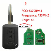 For Mitsubishi 3 button remote key with 433mhz ID46 (PCF7941) chip For For Lancer 2010-2019 FCCID:OUCJ166E PN:6370B943