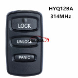 For Mitsubishi 3 button remote key with 314mhz FCCID:HYQ12ABA