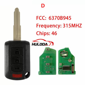 For Mitsubishi 2+1 button remote key with 315mhz ID46 (PCF7941) chipfor Mitsubishi Lancer 2016-2017 FCCID:OUCJ166N PN:6370B945