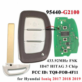 For Hyundai Ioniq 2016 2017 2018 2019 433MHz FSK ID47 Chip 3Button Fob Keyless Go  95440-G2100 Smart Remote Car Key Fob