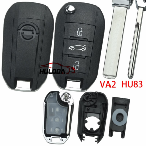 For Opel 3 button remote key shell case with truck VA2&HU83 blade with logo