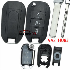 For Opel 3 button remote key shell case with light VA2&HU83 blade without logo