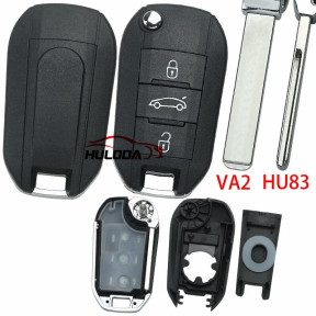 For Opel 3 button remote key shell case with truck VA2&HU83 blade without logo