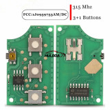 For VW Beetle Golf Passat Jetta Flip Key Car Remote Key Entry Transmitter Fob 315Mhz ID48 1J0959753AM 1J0959753DC