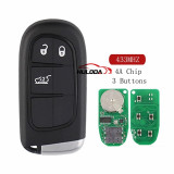 For Jeep Grand Cherokee 2013-2018 Chrysler 300C Dodge Compass Dart Ram Journey Challenge 433Mhz 4A Chip Remote Smart Key 