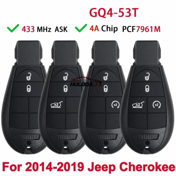 Fobik GQ4-53T Remote Car Key Fob 433MHz 4A Chip PCF7961M For 2014 2015 2016 2017 2018 2019 Jeep Cherokee Sport KL