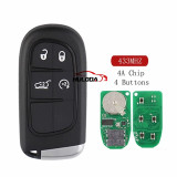 For Jeep Grand Cherokee 2013-2018 Chrysler 300C Dodge Compass Dart Ram Journey Challenge 433Mhz 4A Chip Remote Smart Key 