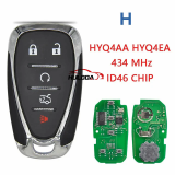 Aftermarket Smart Car Key  For Chevrolet Camaro Equinox Cruze Malibu Spark Fob ID46 PCF7952 434MHZ  HYQ4EA HYQ4AA