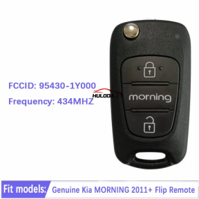 For KIA Morning 2011+ Flip Remote Smart Auto Car Key Fob TOY40 Blade ID46 Chip 433MHz 2 Button SEKS-KM10TX Genuine
