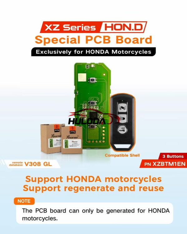 XHORSE XZBTM1EN XZ Specific PCB Boards HON.D 3 Buttons Exclusively for Honda Motorcycles (Only PCB Board )