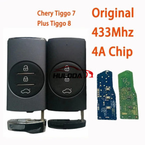 Original 3 Button 433Mhz 4A Chip Remote Car Key For Chery Tiggo 7 Plus Tiggo 8 Plus Smart Control Car Key 